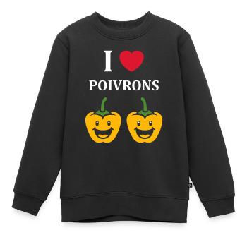 Humour poivron - Sweat Premium enfant bio - noir - Devant - AI Model Kid Female (0cm)
