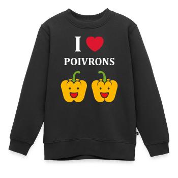 Humour poivron - Sweat Premium enfant bio - noir - Devant - AI Model Kid Female (0cm)