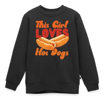 Hot Dog Adult Girl This Girl Loves - Kinder Premium Organic Sweatshirt - Schwarz - Vorne - AI Model Kid Female (0cm)