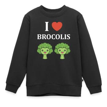 humour brocoli - Sweat Premium enfant bio - noir - Devant - AI Model Kid Female (0cm)