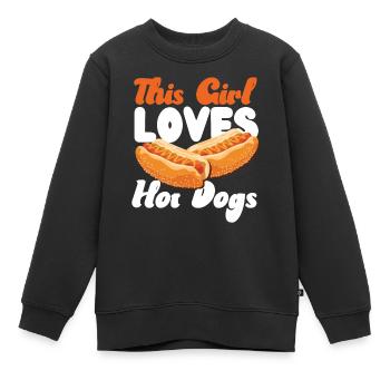 Hot Dog Adult Girl This Girl Loves - Kinder Premium Organic Sweatshirt - Schwarz - Vorne - AI Model Kid Female (0cm)