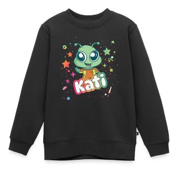 KATI - Beau nom de fille avec un extraterrestre mignon - Sweat Premium enfant bio - noir - Devant - AI Model Kid Female (0cm)
