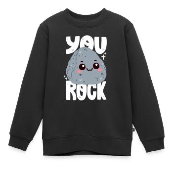 Du rockst! Stein-Wortwitz - Kinder Premium Organic Sweatshirt - Schwarz - Vorne - AI Model Kid Female (0cm)