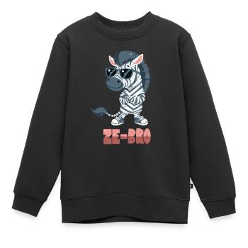 Zebra-Wortwitz - Kinder Premium Organic Sweatshirt - Schwarz - Vorne - AI Model Kid Female (0cm)