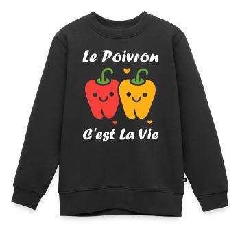 Humour poivron - Sweat Premium enfant bio - noir - Devant - AI Model Kid Female (0cm)