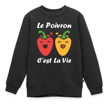 Humour poivron - Sweat Premium enfant bio - noir - Devant - AI Model Kid Female (0cm)