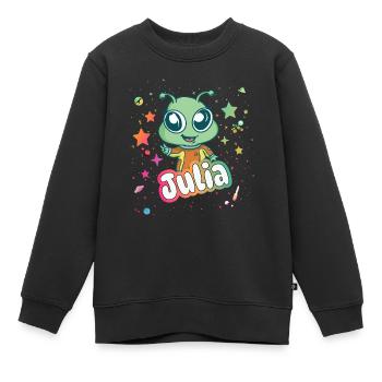JULIA - Schöner Mädchen Name mit süßem Alien - Kinder Premium Organic Sweatshirt - Schwarz - Vorne - AI Model Kid Female (0cm)