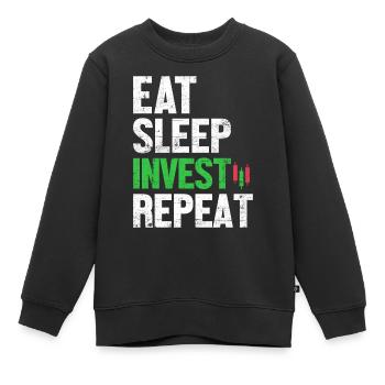 Essen Schlaf Investieren Wiederholter Handel Kryptowährung - Kinder Premium Organic Sweatshirt - Schwarz - Vorne - AI Model Kid Female (0cm)