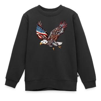 Eagle American Flag 4th of July Eagle Gifts Kids - Kinder Premium Organic Sweatshirt - Schwarz - Vorne - AI Model Kid Female (0cm)
