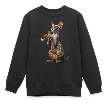 Oriental Shorthair Trumpet - Kids Premium Organic Sweatshirt - black - Front - AI Model Kid Female (0cm)