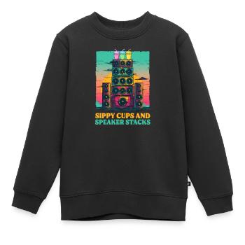 EDM Rave Mom Gobelets à bec et piles de haut-parleurs - Sweat Premium enfant bio - noir - Devant - AI Model Kid Female (0cm)