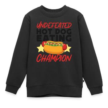 Hot Dog Adulte Hot-Dog Invaincu - Sweat Premium enfant bio - noir - Devant - AI Model Kid Female (0cm)