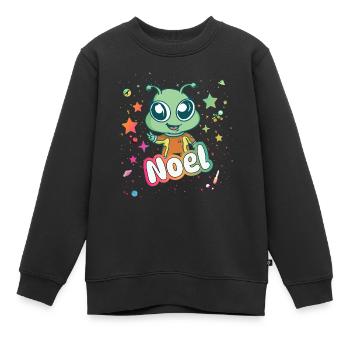 NOEL - Schöner Junge Name mit süßem Alien - Kinder Premium Organic Sweatshirt - Schwarz - Vorne - AI Model Kid Female (0cm)