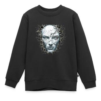 Surface Murale Fissurée, Design Artistique - Sweat Premium enfant bio - noir - Devant - AI Model Kid Female (0cm)