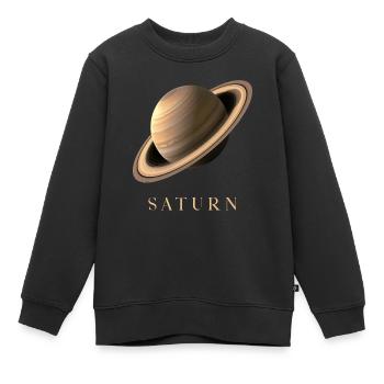 Saturn Planet Weltraum Kosmologie Astronomie - Kinder Premium Organic Sweatshirt - Schwarz - Vorne - AI Model Kid Female (0cm)