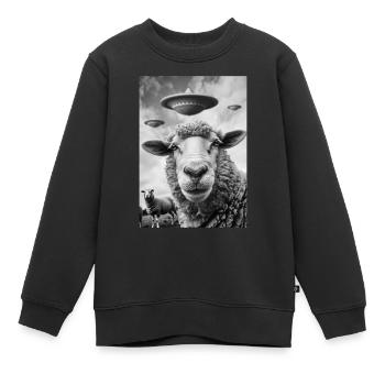 Mouton selfie OVNI - Sweat Premium enfant bio - noir - Devant - AI Model Kid Female (0cm)