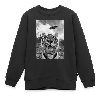 Tigre selfie OVNI - Sweat Premium enfant bio - noir - Devant - AI Model Kid Female (0cm)