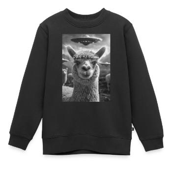 Ovni Selfie Alpaga - Sweat Premium enfant bio - noir - Devant - AI Model Kid Female (0cm)