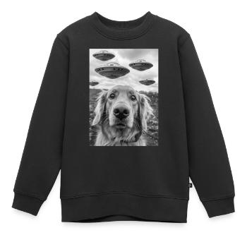 Chien selfie OVNI - Sweat Premium enfant bio - noir - Devant - AI Model Kid Female (0cm)