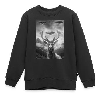 Ovni Selfie Orignal - Sweat Premium enfant bio - noir - Devant - AI Model Kid Female (0cm)