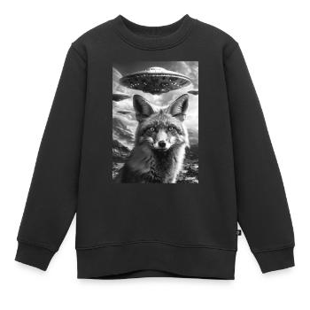 Ovni Selfie Renard - Sweat Premium enfant bio - noir - Devant - AI Model Kid Female (0cm)