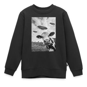 OVNI Selfie Vache - Sweat Premium enfant bio - noir - Devant - AI Model Kid Female (0cm)