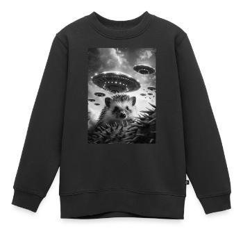 Hérisson Ovni Selfie - Sweat Premium enfant bio - noir - Devant - AI Model Kid Female (0cm)