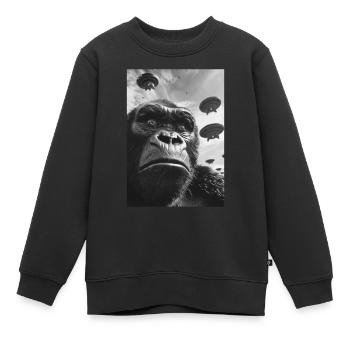 Gorille selfie OVNI - Sweat Premium enfant bio - noir - Devant - AI Model Kid Female (0cm)