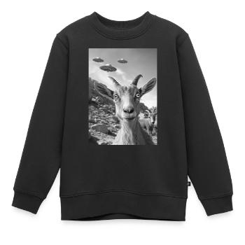 Ovni Selfie Bouquetin - Sweat Premium enfant bio - noir - Devant - AI Model Kid Female (0cm)