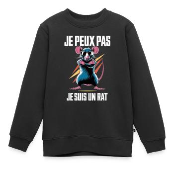 Ratten geiziger Humor Ich kann nicht Ich bin eine Ratte - Kinder Premium Organic Sweatshirt - Schwarz - Vorne - AI Model Kid Female (0cm)