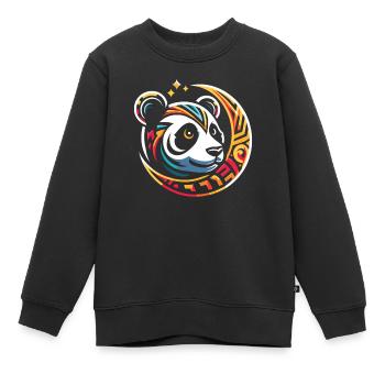 Großer Panda Pandabär Moon Phases - Kinder Premium Organic Sweatshirt - Schwarz - Vorne - AI Model Kid Female (0cm)