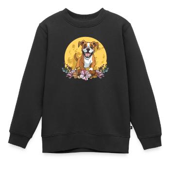 Boxer Hund Deutscher Boxer Wilde Blumen - Kinder Premium Organic Sweatshirt - Schwarz - Vorne - AI Model Kid Female (0cm)