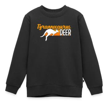 Illustration de cerf tyrannosaure kangourou drôle - Sweat Premium enfant bio - noir - Devant - AI Model Kid Female (0cm)