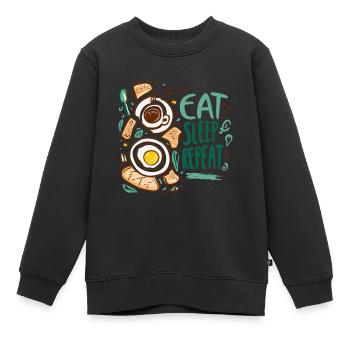 ESSEN SCHLAFEN WIEDERHOLEN - Kinder Premium Organic Sweatshirt - Schwarz - Vorne - AI Model Kid Female (0cm)