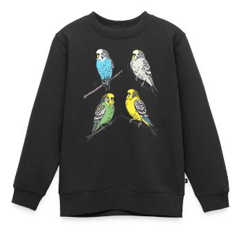 4 Wellensittiche - Kinder Premium Organic Sweatshirt - Schwarz - Vorne - AI Model Kid Female (0cm)