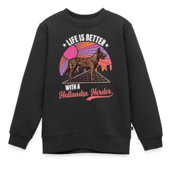 Das Leben ist ist mit einem Hollandse Herder - Kinder Premium Organic Sweatshirt - Schwarz - Vorne - AI Model Kid Female (0cm)
