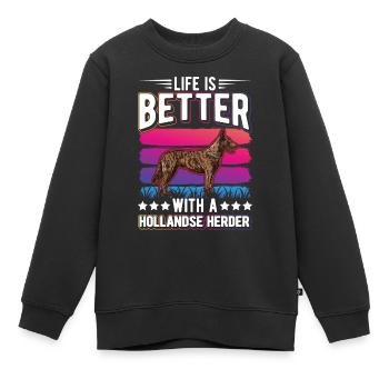 Das Leben ist ist mit einem Hollandse Herder - Kinder Premium Organic Sweatshirt - Schwarz - Vorne - AI Model Kid Female (0cm)