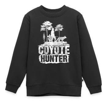 Chasse au coyote Chasseur de coyote Yote - Sweat Premium enfant bio - noir - Devant - AI Model Kid Female (0cm)