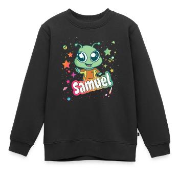 SAMUEL - Beau nom de garçon avec un extraterrestre mignon - Sweat Premium enfant bio - noir - Devant - AI Model Kid Female (0cm)