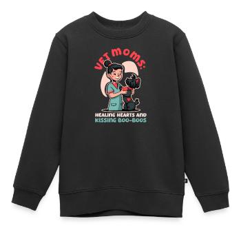 Tierarztmutter heilt Herzen und küsst Buh-Buhs - Kinder Premium Organic Sweatshirt - Schwarz - Vorne - AI Model Kid Female (0cm)