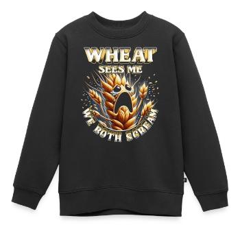 Allergie au blé Le blé me voit, nous crions tous les deux - Sweat Premium enfant bio - noir - Devant - AI Model Kid Female (0cm)