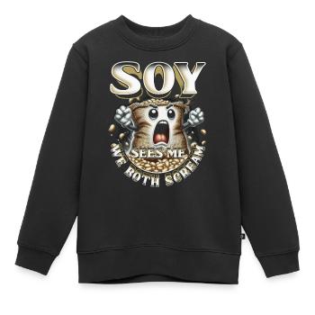 Allergie au soja Soy me voit Nous crions tous les deux - Sweat Premium enfant bio - noir - Devant - AI Model Kid Female (0cm)