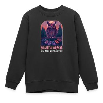 Oracle de la nuit du hibou spirituel Veillée spirituelle du hibou - Sweat Premium enfant bio - noir - Devant - AI Model Kid Female (0cm)
