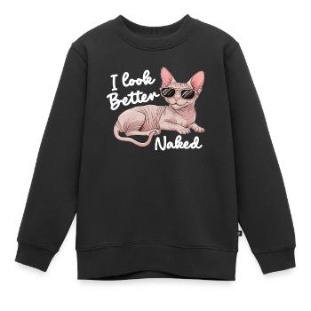 Ich sehe besser aus Nackte Katze Lustige Sphynx Haarlose Katze - Kinder Premium Organic Sweatshirt - Schwarz - Vorne - AI Model Kid Female (0cm)