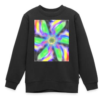 Psychedelic Abstract Flower - Kids Premium Organic Sweatshirt - black - Front - AI Model Kid Female (0cm)
