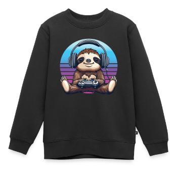 Faultier gaming Retro - Kinder Premium Organic Sweatshirt - Schwarz - Vorne - AI Model Kid Female (0cm)