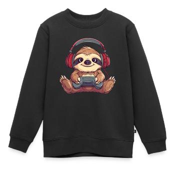 Faultier gaming - Kinder Premium Organic Sweatshirt - Schwarz - Vorne - AI Model Kid Female (0cm)