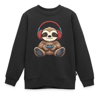 Faultier gaming - Kinder Premium Organic Sweatshirt - Schwarz - Vorne - AI Model Kid Female (0cm)