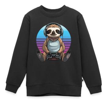Faultier gaming Retro - Kinder Premium Organic Sweatshirt - Schwarz - Vorne - AI Model Kid Female (0cm)