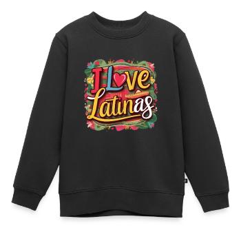 I Love Latinas - Kinder Premium Organic Sweatshirt - Schwarz - Vorne - AI Model Kid Female (0cm)